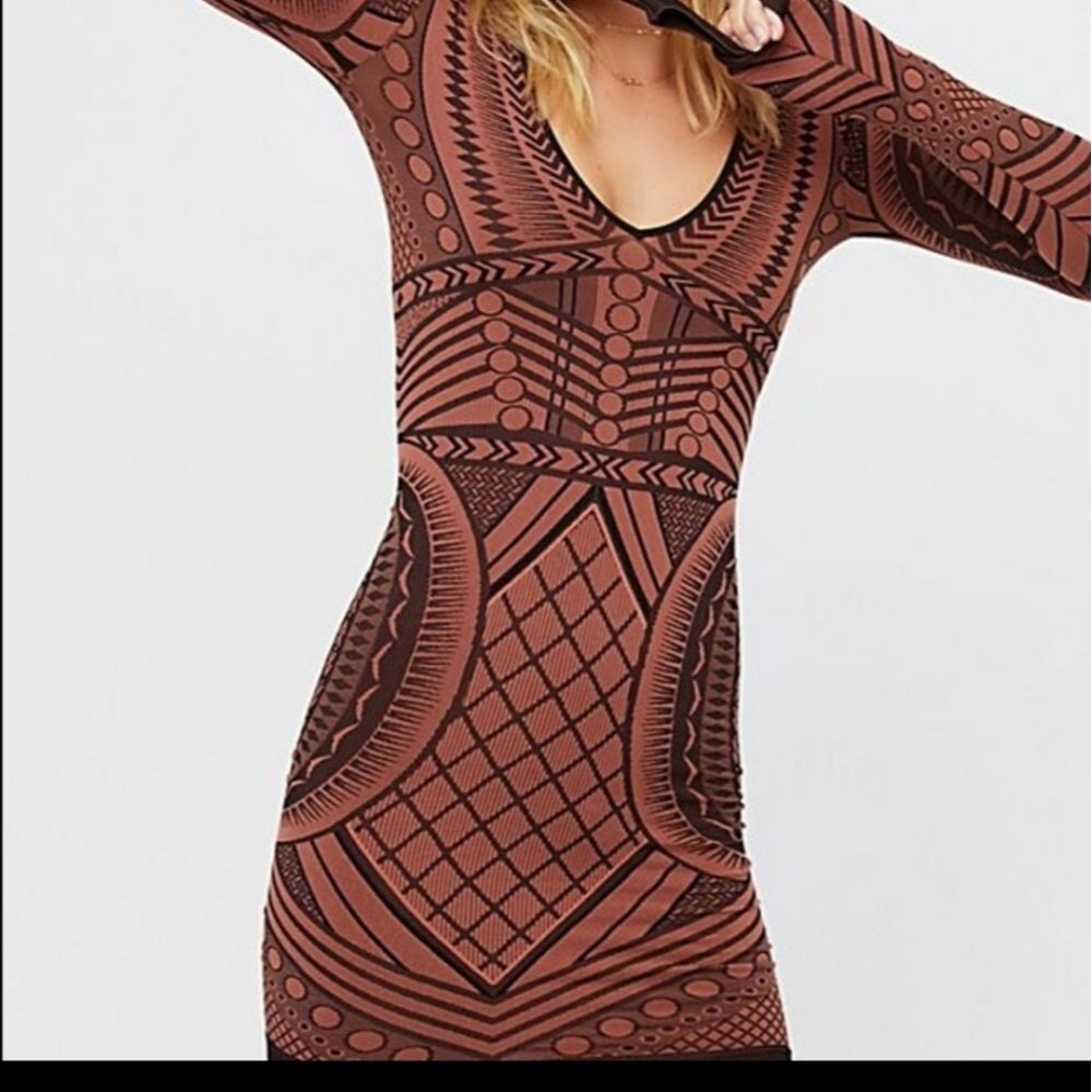 Free People Brown Patterned Dress
